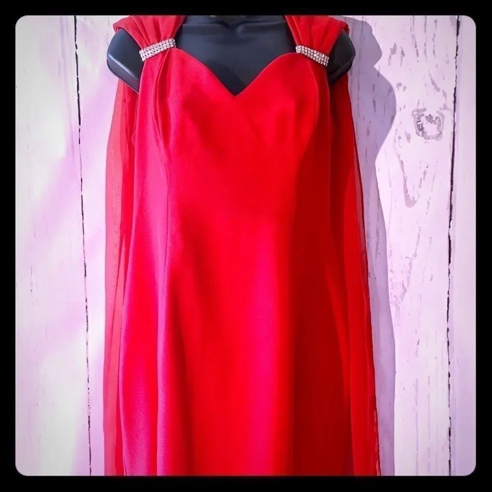 Red Chiffon Dressy Dress Size 9